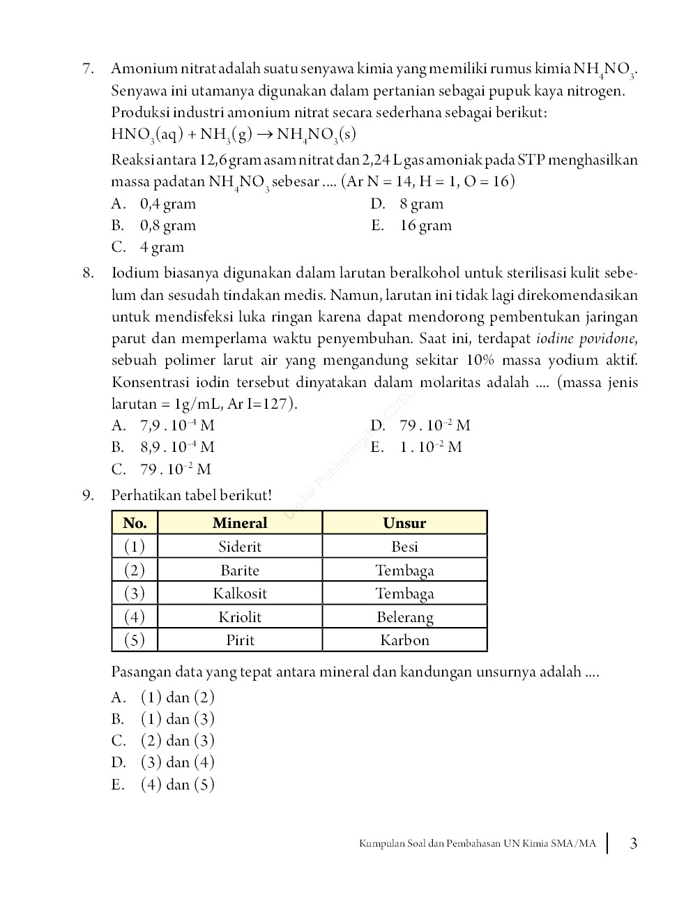 Soal Un Dan Pembahasan Kimia Unsur Tema Soal