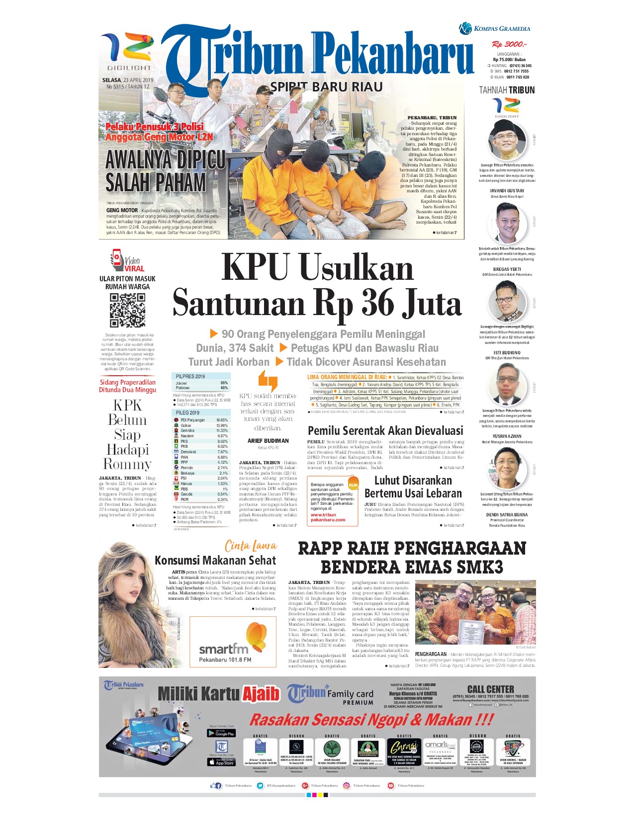 Jual Koran Tribun Pekanbaru 23 April 2019 Gramedia Digital Indonesia