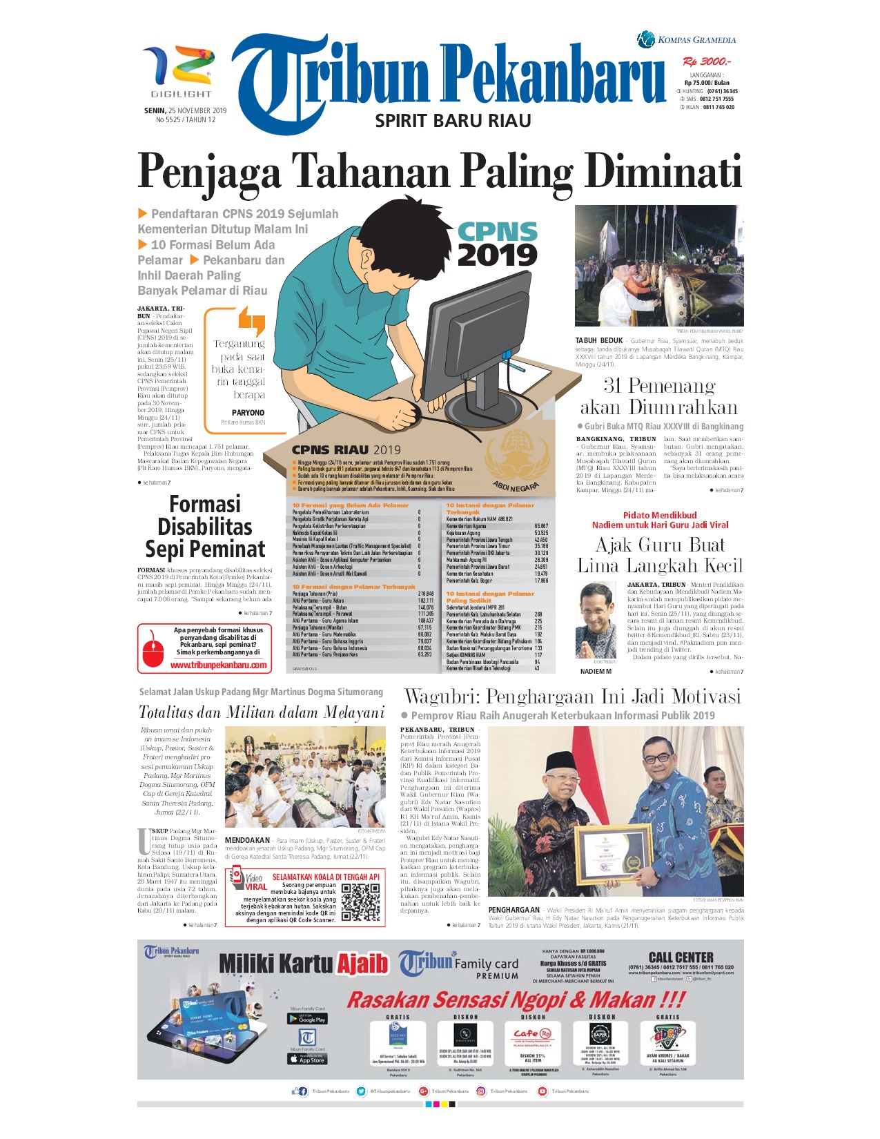 Tribun Pekanbaru Newspaper 25 November 2019 Gramedia Digital