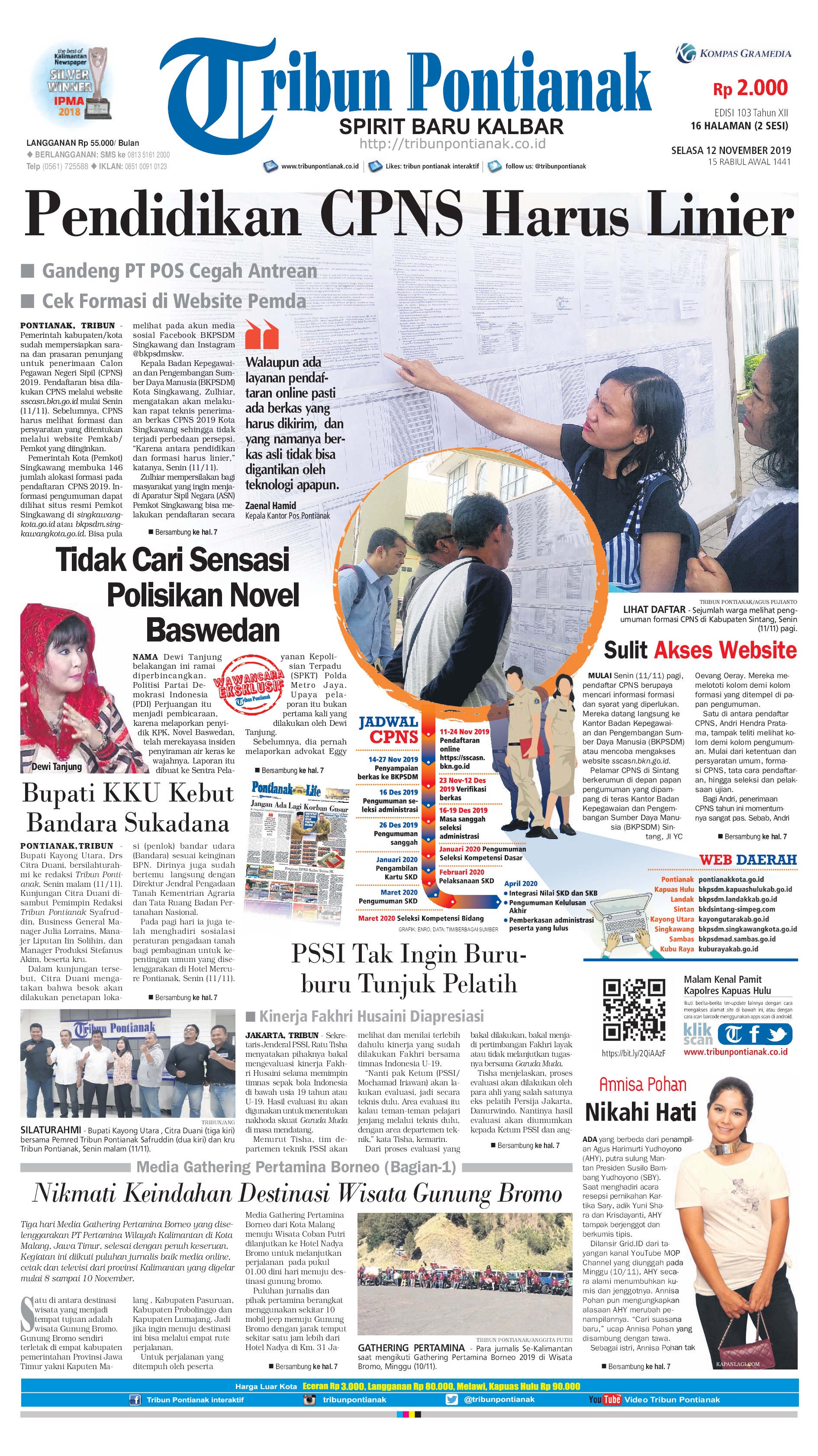 Tribun Pontianak Newspaper 12 November 2019 Gramedia Digital