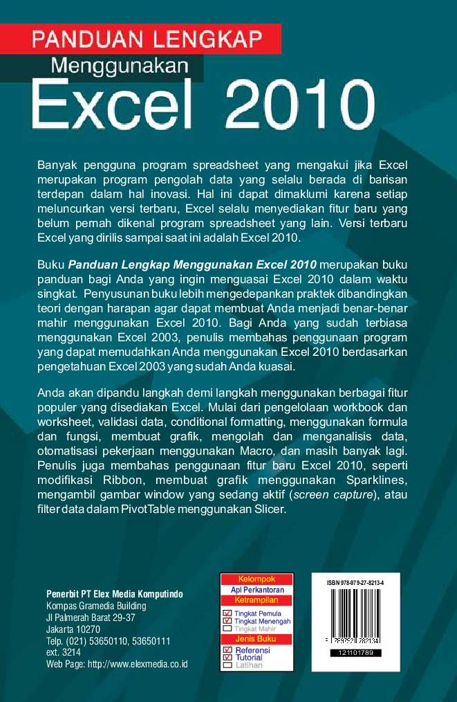 Jual Buku Panduan Lengkap Menggunakan Excel 2010 Oleh Yudhi Wicaksono Gramedia Digital Indonesia
