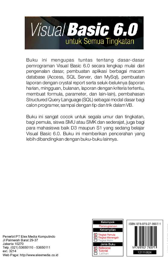 Jual Buku Visual Basic 6 0 Untuk Semua Tingkatan Oleh Uus Rusmawan Gramedia Digital Indonesia