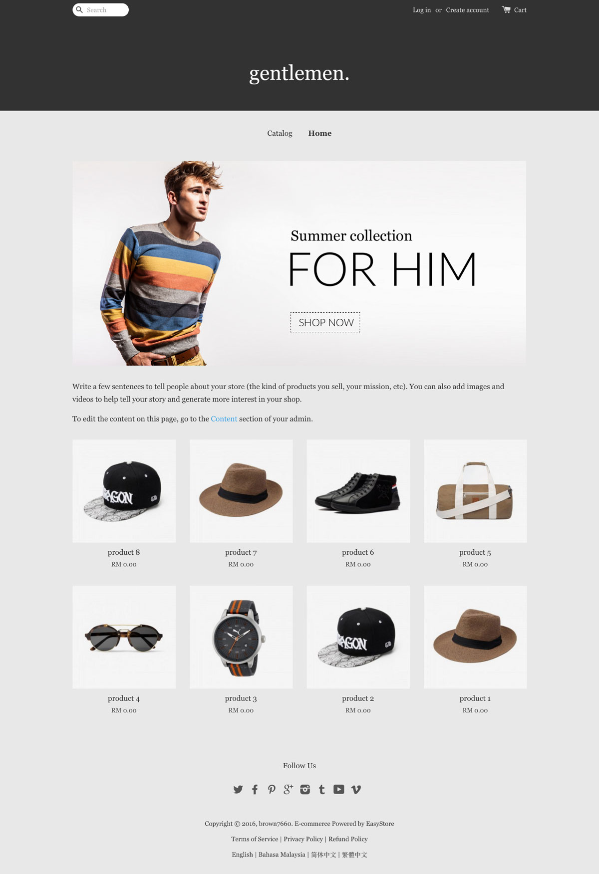 EasyStore theme | Gents