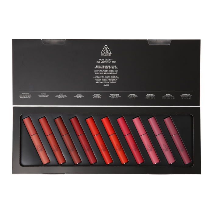 3CE Set Son Kem Velvet Tint 10 cây Fullsize 4g x 10p 3CE Set Son Kem Velvet Tint 10 cây Fullsize 4g x 10p