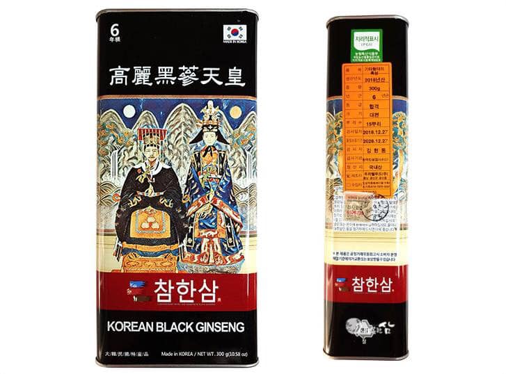 Korea Ginseng Hắc nhân sâm khô hộp thiếc Black Ginseng Can 300g (15p) Korea Ginseng Hắc nhân sâm khô hộp thiếc Black Ginseng Can 300g (15p)