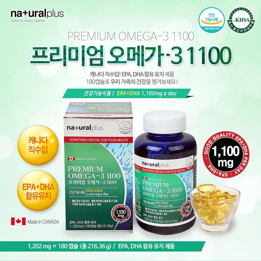 Natural Plus Dầu cá DHA EPA Premium Omega 3 1100 180p Natural Plus Dầu cá DHA EPA Premium Omega 3 1100 180p