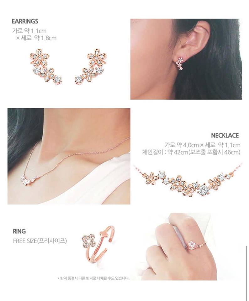 Geo Collection Set bông nhẫn dây chuyền Geo Collection Set bông nhẫn dây chuyền