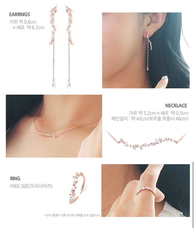 Geo Collection Set bông nhẫn dây chuyền Geo Collection Set bông nhẫn dây chuyền