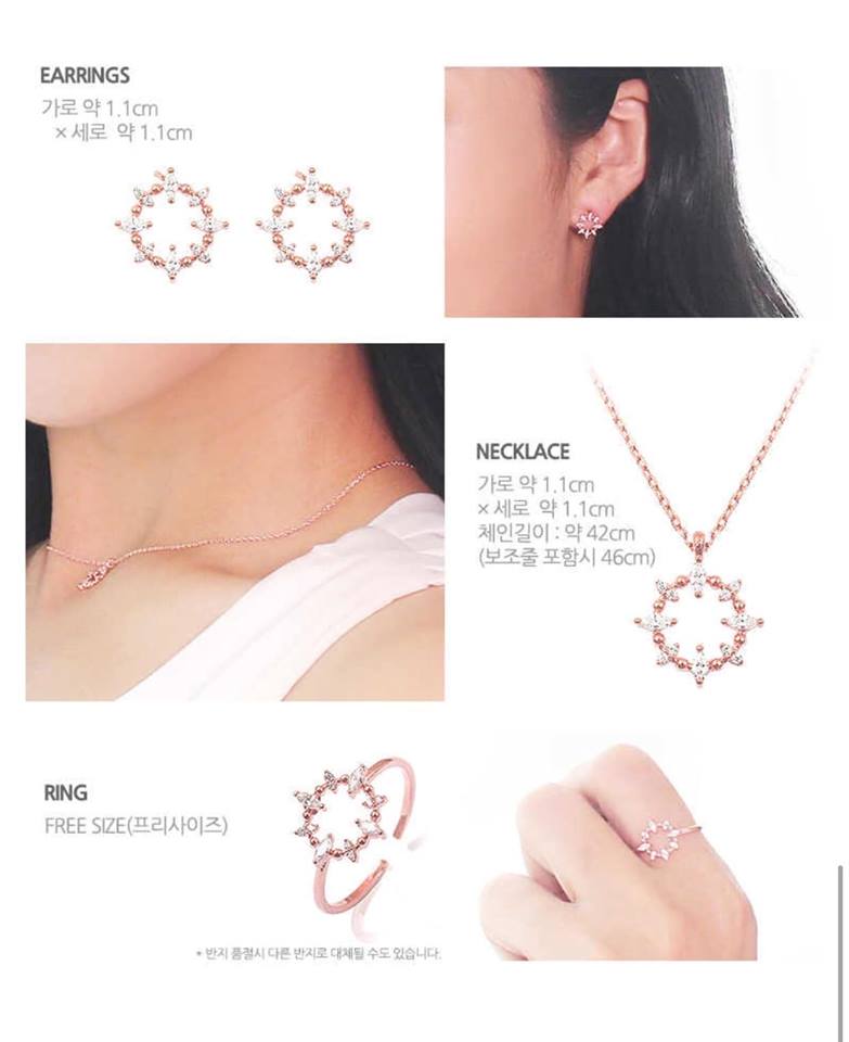 Geo Collection Set bông nhẫn dây chuyền Geo Collection Set bông nhẫn dây chuyền
