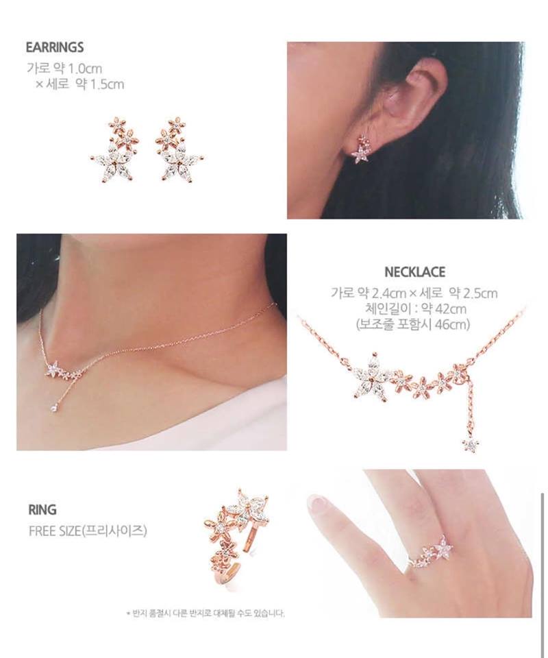 Geo Collection Set bông nhẫn dây chuyền Geo Collection Set bông nhẫn dây chuyền