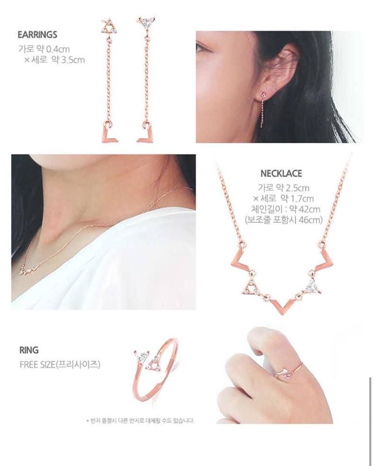 Geo Collection Set bông nhẫn dây chuyền Geo Collection Set bông nhẫn dây chuyền