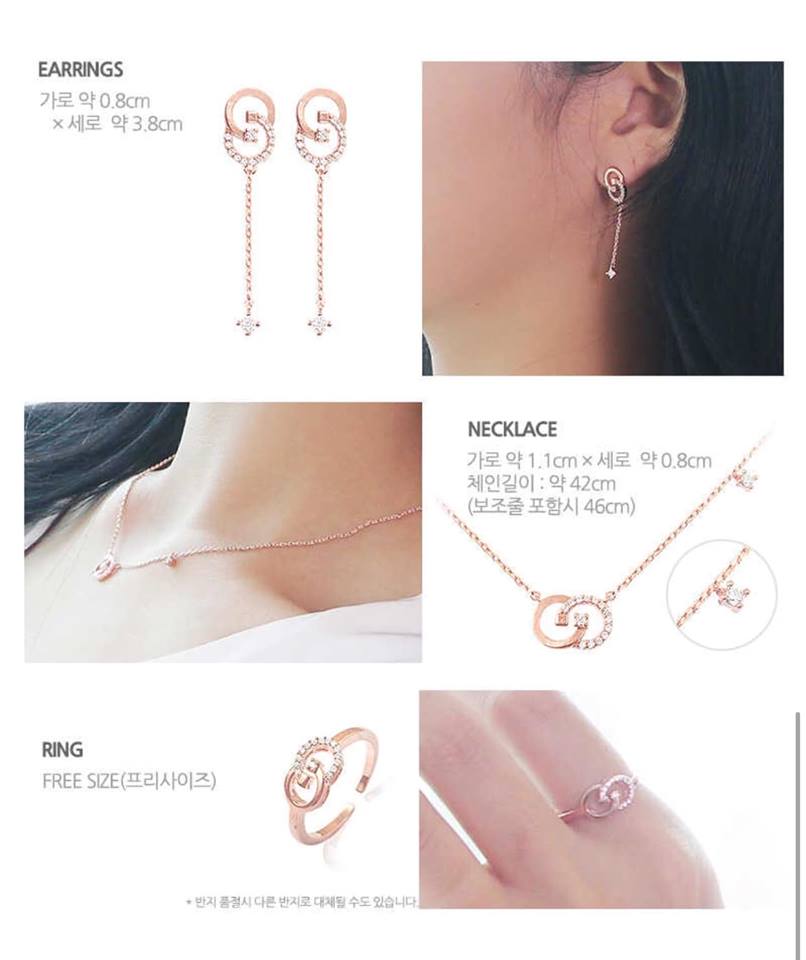Geo Collection Set bông nhẫn dây chuyền Geo Collection Set bông nhẫn dây chuyền