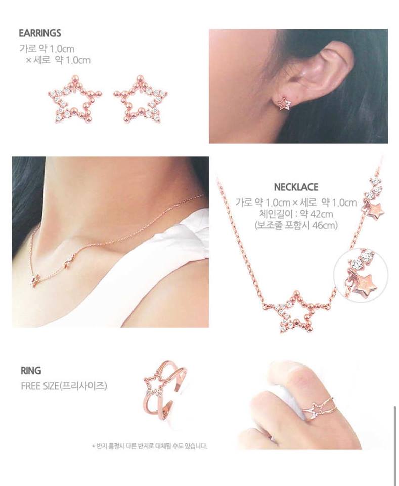 Geo Collection Set bông nhẫn dây chuyền Geo Collection Set bông nhẫn dây chuyền