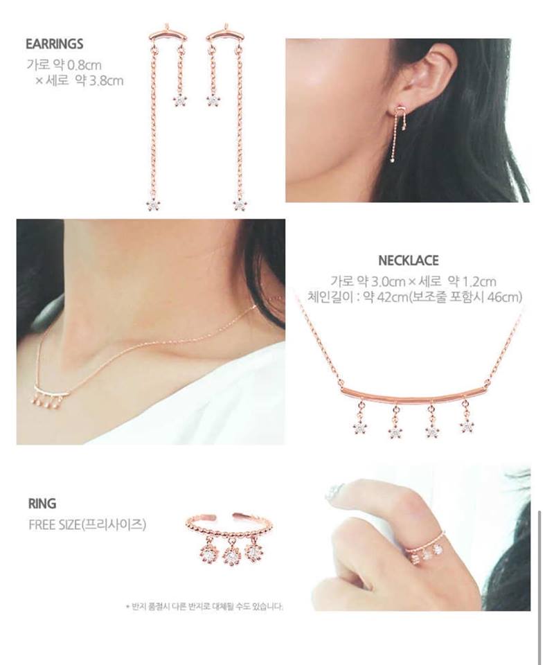 Geo Collection Set bông nhẫn dây chuyền Geo Collection Set bông nhẫn dây chuyền