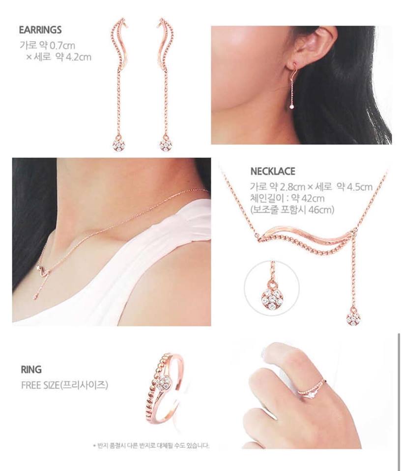 Geo Collection Set bông nhẫn dây chuyền Geo Collection Set bông nhẫn dây chuyền