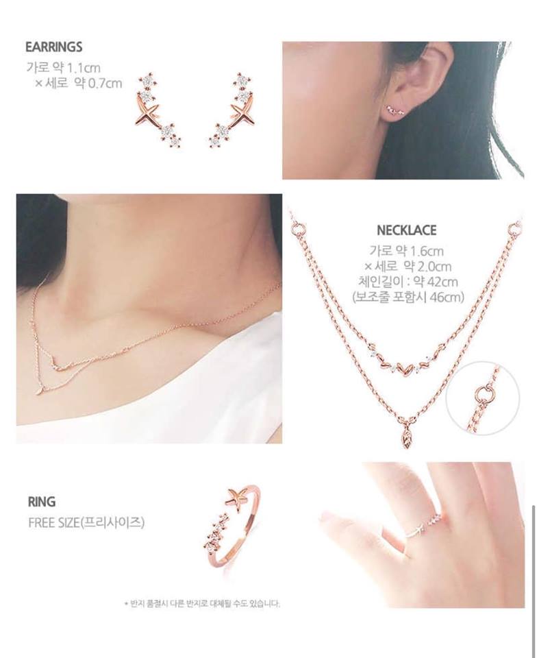 Geo Collection Set bông nhẫn dây chuyền Geo Collection Set bông nhẫn dây chuyền