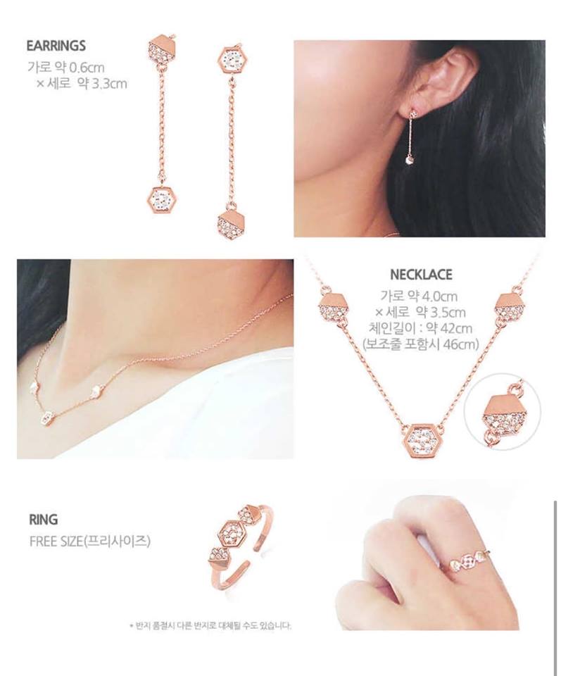 Geo Collection Set bông nhẫn dây chuyền Geo Collection Set bông nhẫn dây chuyền