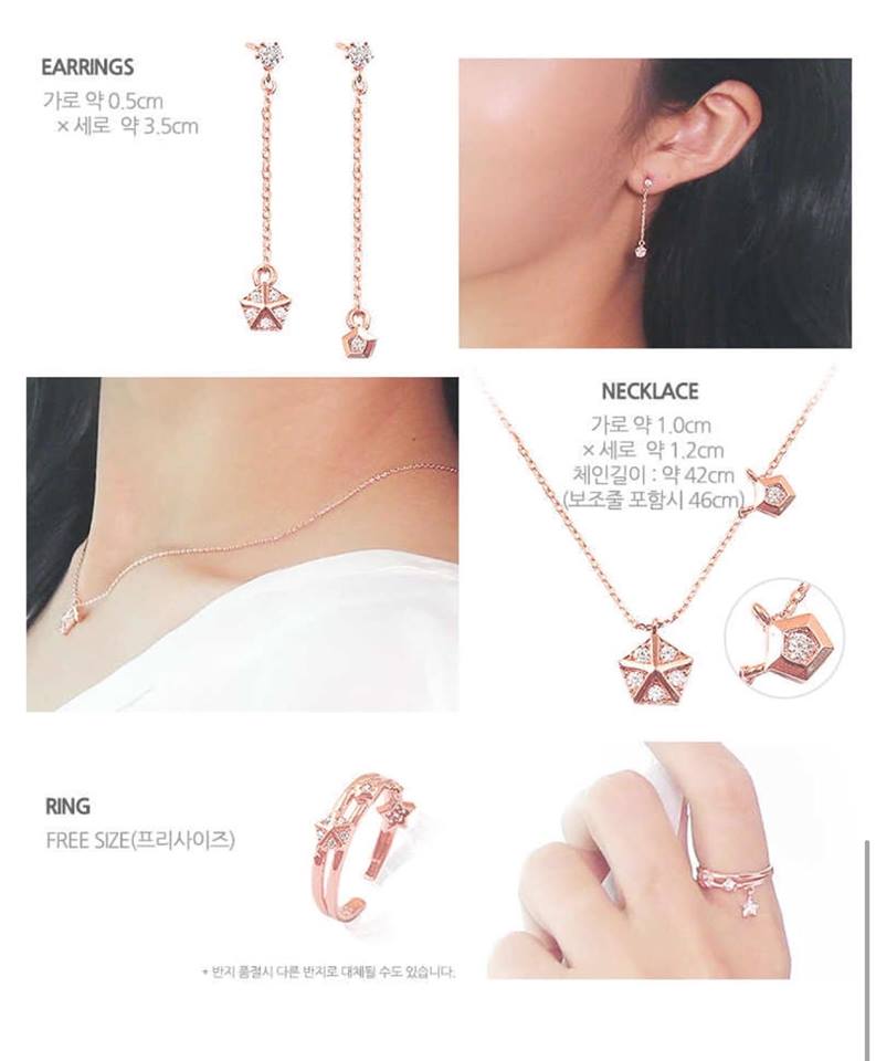 Geo Collection Set bông nhẫn dây chuyền Geo Collection Set bông nhẫn dây chuyền