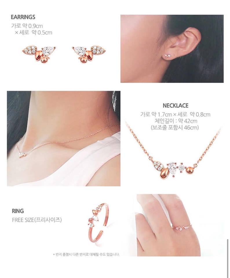 Geo Collection Set bông nhẫn dây chuyền Geo Collection Set bông nhẫn dây chuyền
