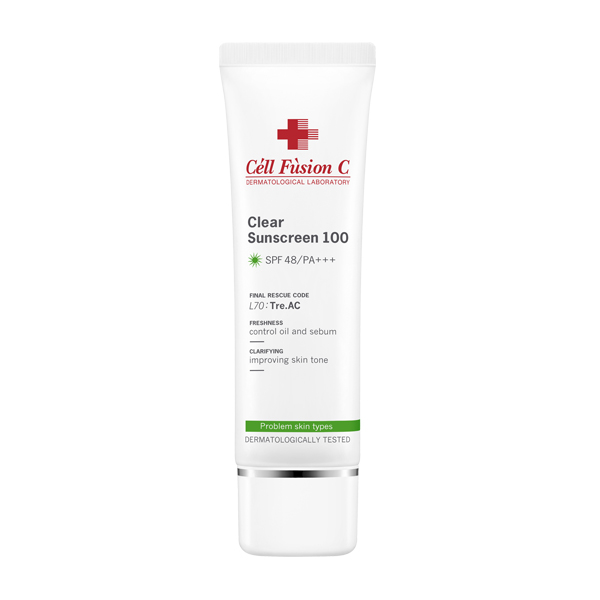 Cell Fusion C Kem chống nắng màu xanh Clear Sunscreen 100 SPF 50+ PA+++ 50ml Cell Fusion C Kem chống nắng màu xanh Clear Sunscreen 100 SPF 50+ PA+++ 50ml
