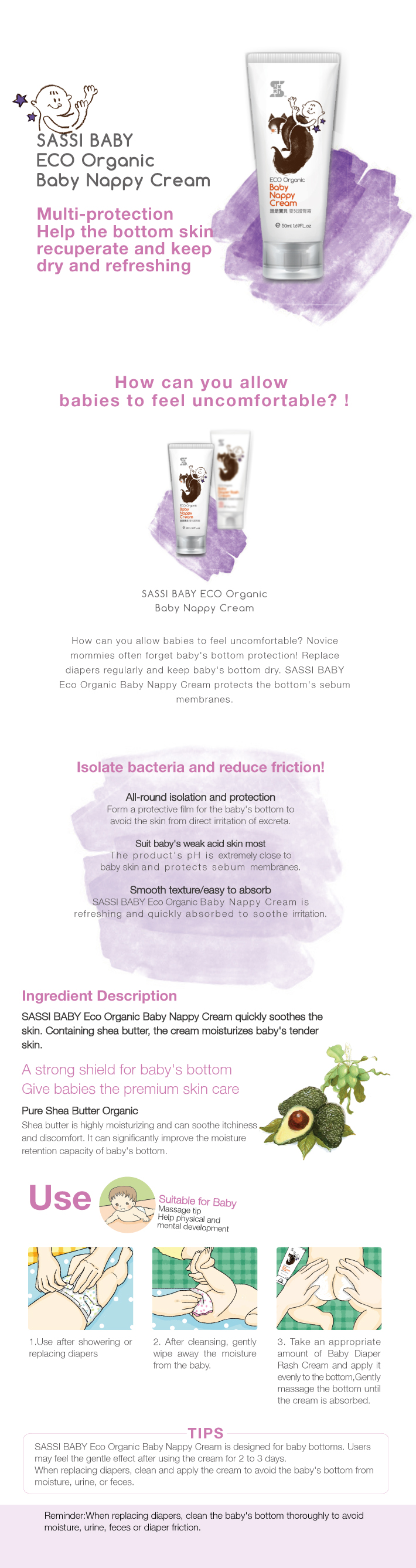 Sassi Baby Eco Organic Baby Nappy Cream 50ML