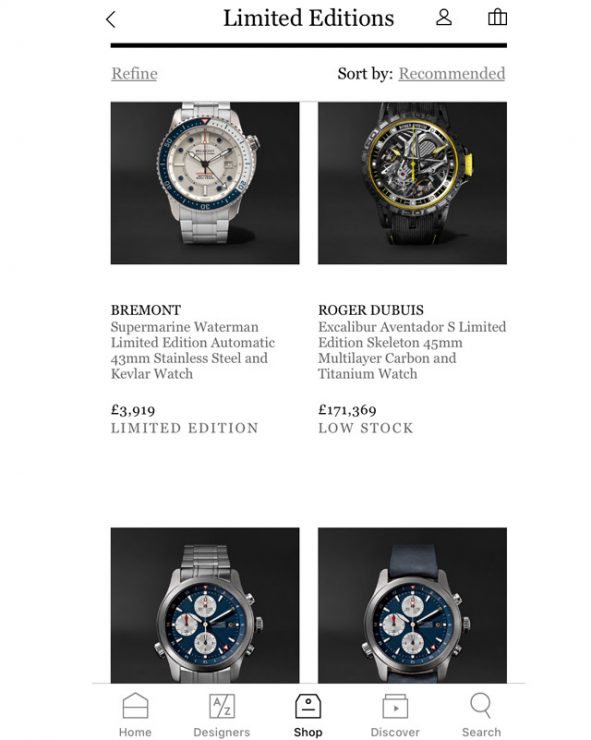 It's also important for luxury watchmakers to have a presence online, on retailers such as Mr Porter,