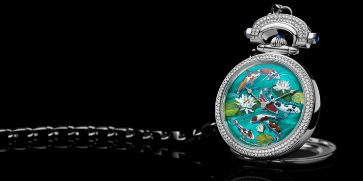 The Bovet 1822 Fleurier Amadéo Decorative Arts collection features three artistic dials that can be worn as a wrist or pocket watch