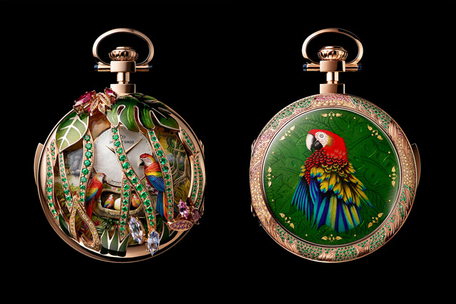 The Parrot Minute Repeater stopwatch by Jaquet Droz was released in 2018 to celebrate the 280th anniversary of the brand