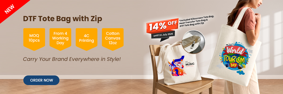 New Launch DTF Tote Bag with Zip