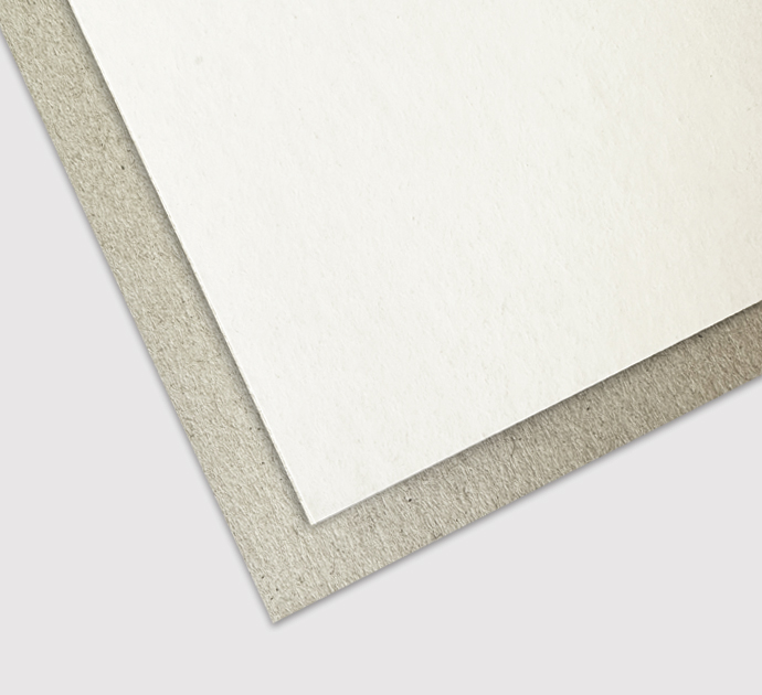 Boxboard Grey Back is a single-side-coated board where the front is smooth and printable, while the back is grey and uncoated.