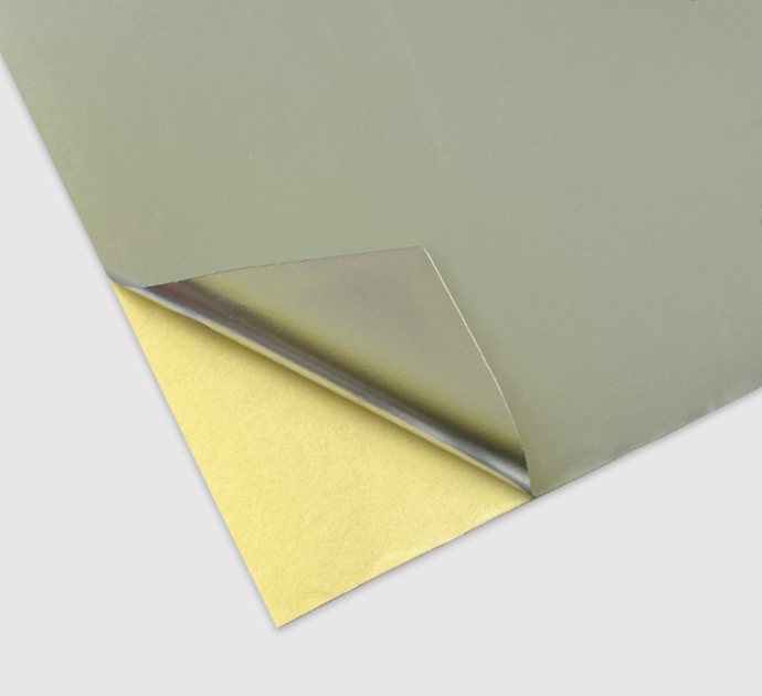 Matte silver polyester label sticker sheet for product labeling.