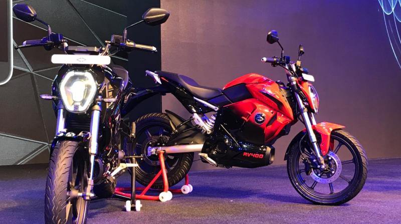 The Revolt RV 400 is available in two colours - black and red. The Revolt RV 400 is available in two colours - black and red.
