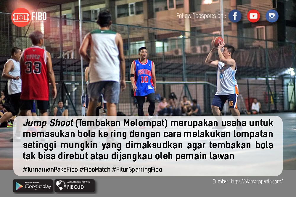 Jump Shoot merupakan salah satu trik jika pemain lawan siap menghadang saat akan mencetak angka Image