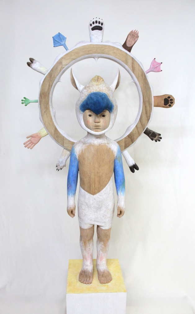小泉悟_Spectrum_56x26.5x93(119)cm_woodcarving, polychrome, resin_2015