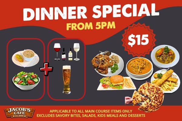 JACOB'S CAFE - DINNER SPECIAL from 5PM