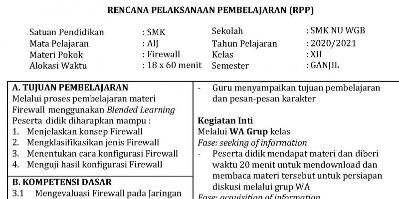 Guru Berbagi Rpp Aij Xii 1 Lembar Blended