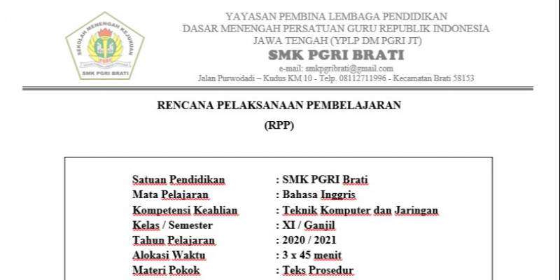 GURU BERBAGI RPP PROCEDURE TEXT