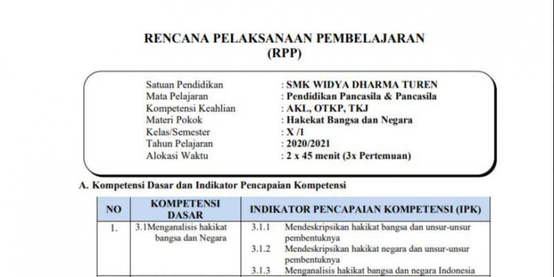 Guru Berbagi Rencana Pelaksanaan Pembelajaran Pkn Kelas 10