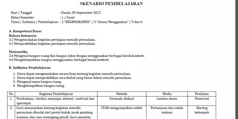 Contoh Skenario Pembelajaran Tematik Terpadu Kelas 2 Imagesee - Riset