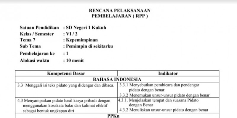 Guru Berbagi Rpp Kelas Vi Tema 7 Kepemimpinan