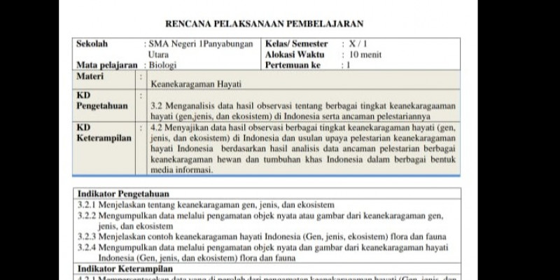 GURU BERBAGI RPP BIOLOGI KELAS 10 (KEANEKARAGAMAN HAYATI)