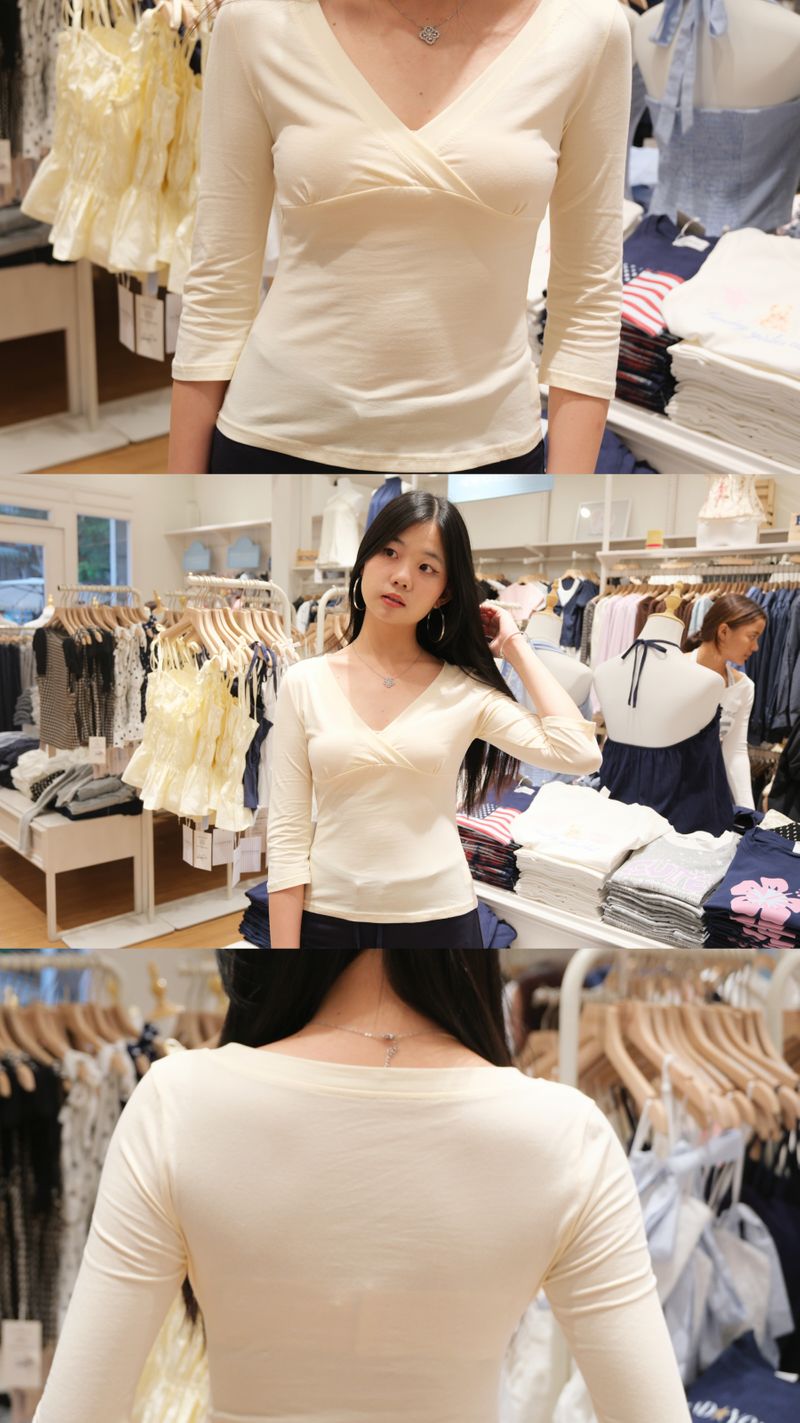 Creamy V-Neck Top thumbnail 4