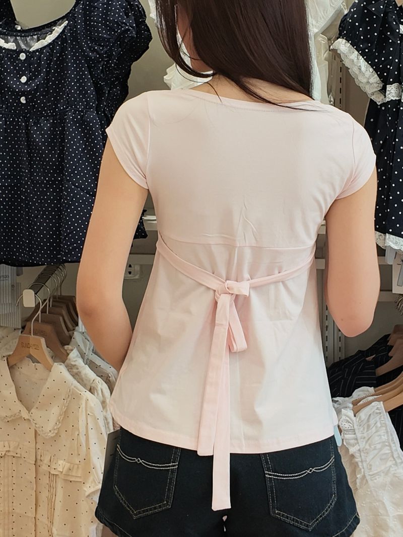 Pink V Wrap Tee thumbnail 3