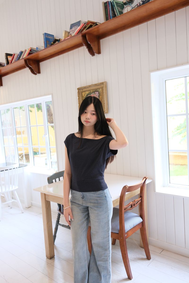 Draped Off Shoulder Polkadot thumbnail 3