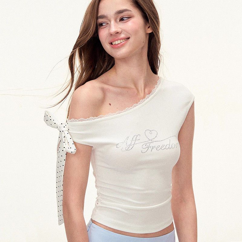 Off shoulder polka dot half