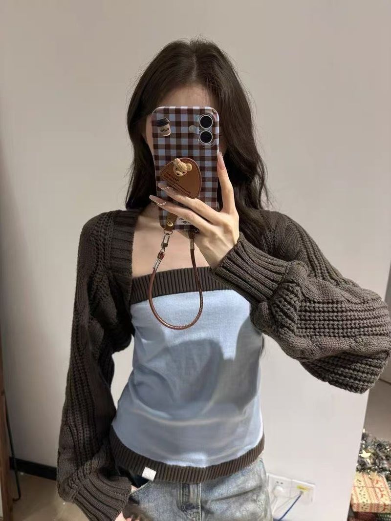 Brown cardigan + tube