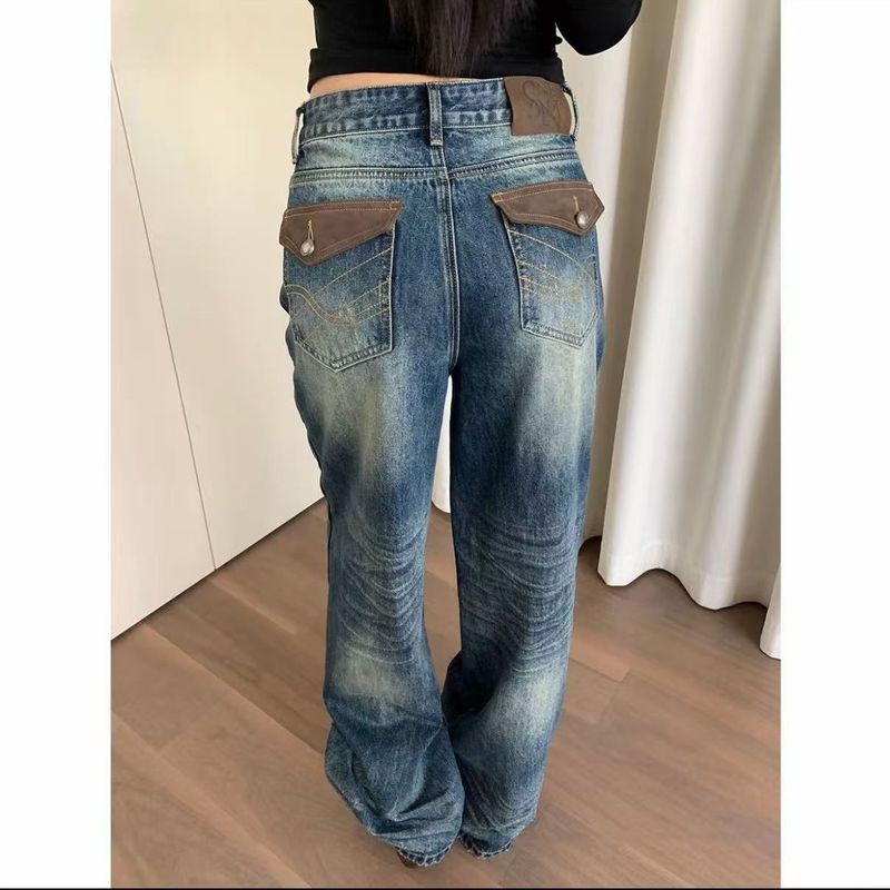 7816 Brown tag baggy jeans