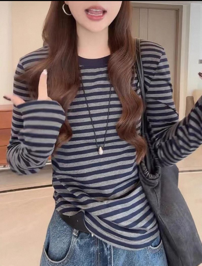 Navy Striped Long-Sleeve Tee R