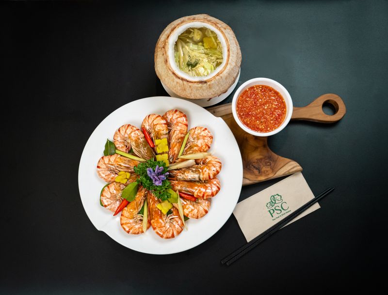 Poached Tiger prawn with Coconut juice