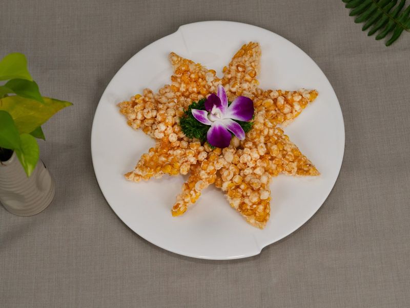 Pan-fried sweet corn kennel with alaska milk